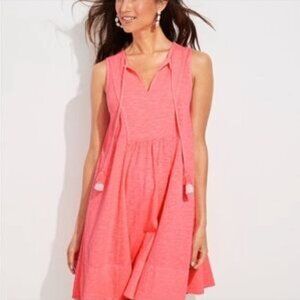 VINEYARD VINES Dress XS Pink Cotton  Preppy Casual Boho with Tassels Beach Cover
